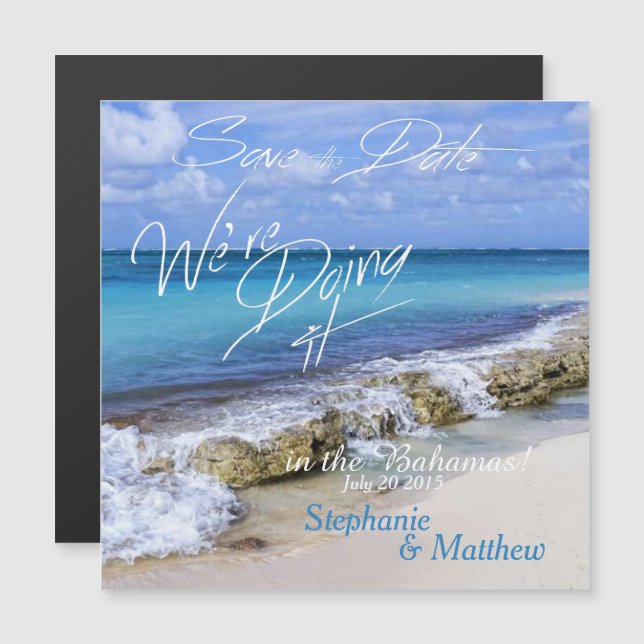 BAHAMAS BEACH SHORE Wedding Save the Date Magnetic Invitation (Front/Back)