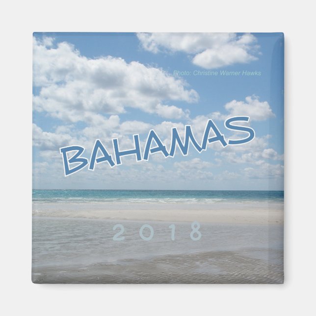 Bahamas Beach Souvenir Fridge Magnet Change Year (Front)