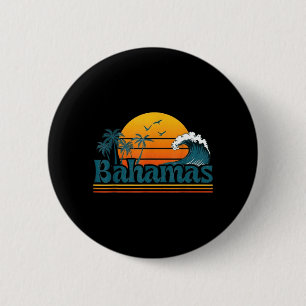 Bahamas Beach Summer Vacation Retro Sunset 70s 80s 6 Cm Round Badge