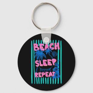 Bahamas Beach Summer Vacation Retro Sunset 70s 80s Key Ring