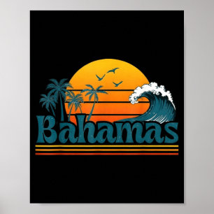 Bahamas Beach Summer Vacation Retro Sunset 70s 80s Poster