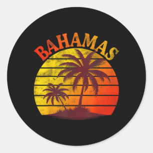 Bahamas Beach Trocal Summer Vacation Palm Tree Classic Round Sticker