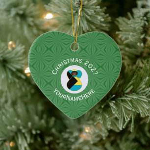 Bahamas Black Angel Christmas Flag Personalised Ceramic Ornament