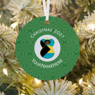 Bahamas Black Angel Christmas Flag Personalised Metal Tree Decoration