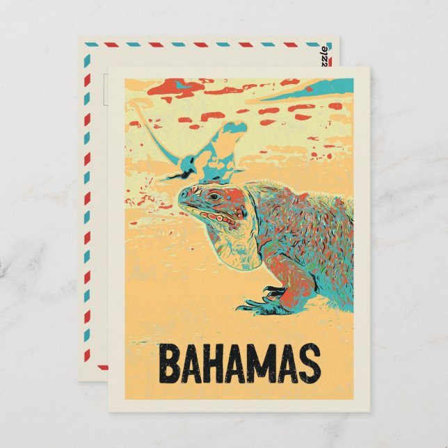 Bahamas Carribean, typical Caribbean Iguana Postca Postcard (Front/Back)