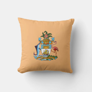 Bahamas Coat of Arms - Marlin, Flamingo, Conch Cushion