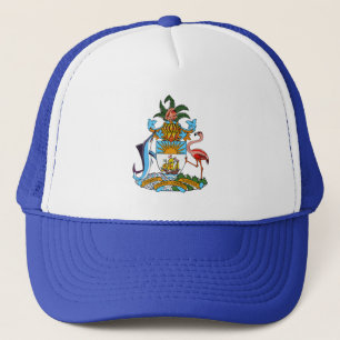 Bahamas Coat of Arms - Marlin, Flamingo, Conch Trucker Hat