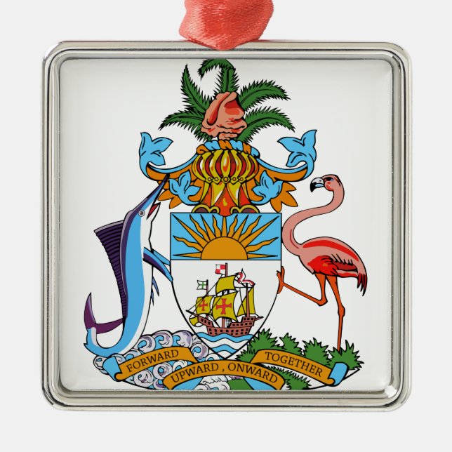 Bahamas Coat of Arms Metal Tree Decoration (Front)