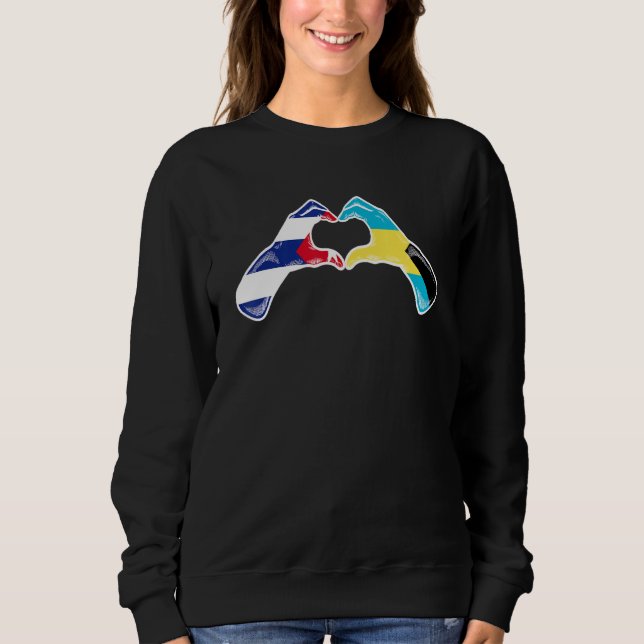 Bahamas Cuba Flag Bahamians Cuban Heart Sweatshirt (Front)