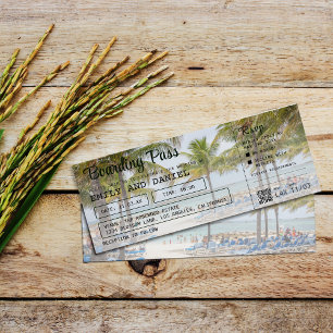 Bahamas Destination Boarding Pass Wedding Invitation