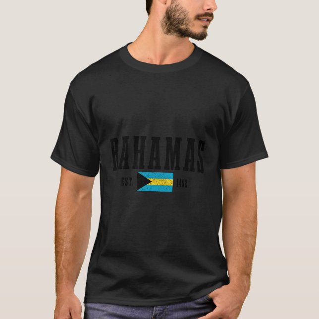 Bahamas Est 1492 Bahamian Flag Pride Bahamas T-Shirt (Front)