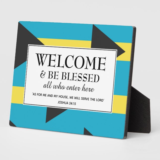 BAHAMAS FLAG Christian Welcome Plaque (Side)