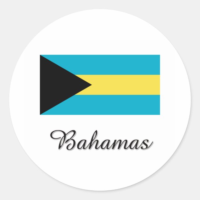 Bahamas Flag Design Classic Round Sticker (Front)