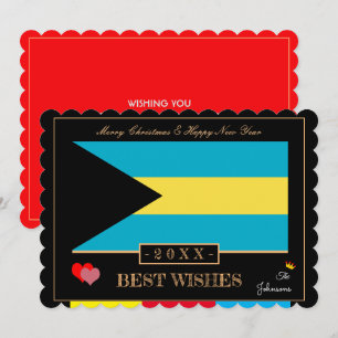 Bahamas Flag & Happy New Year/Best Wishes Card