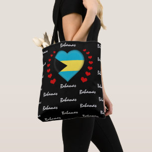 Bahamas Flag & Heart, Bahamas Flag fashion /sport Tote Bag