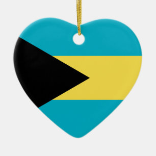 Bahamas Flag Heart Ceramic Tree Decoration