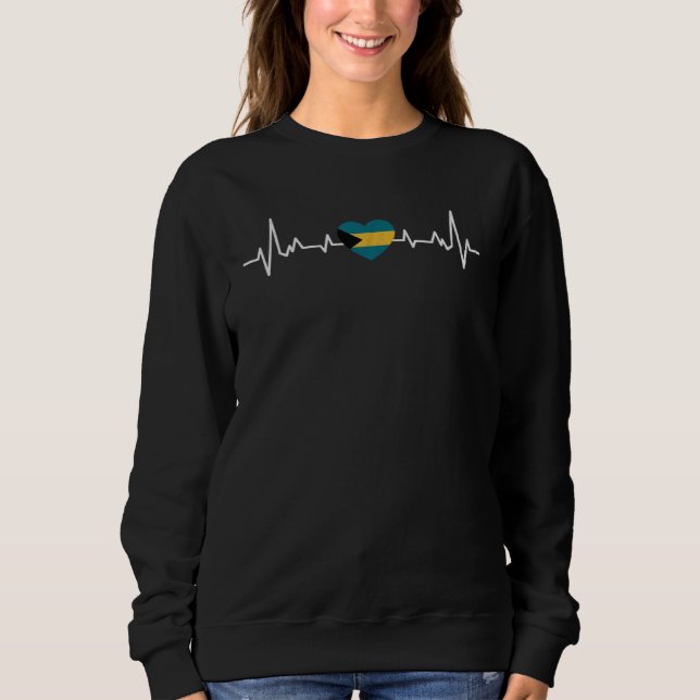 Bahamas Flag Heartbeat Proud Bahamian Sweatshirt (Front)