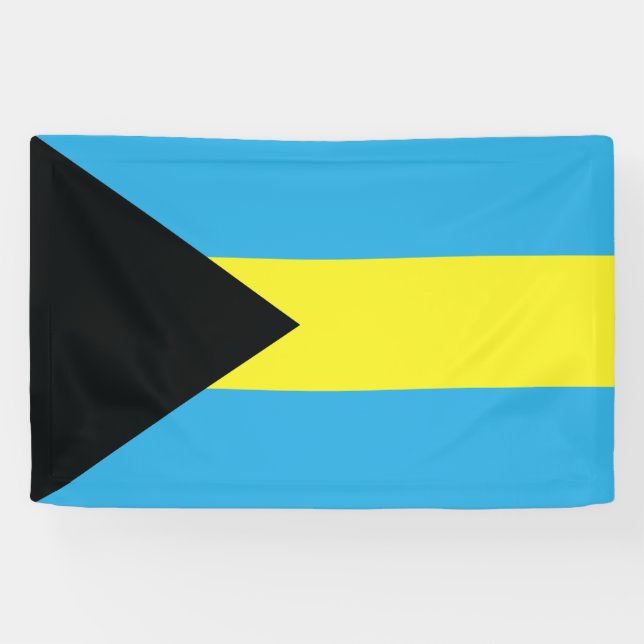 Bahamas Flag in Black, Gold, and Aquamarine Banner (Horizontal)