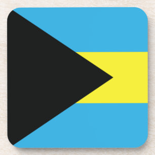 Bahamas Flag in Black, Gold, and Aquamarine Coaster