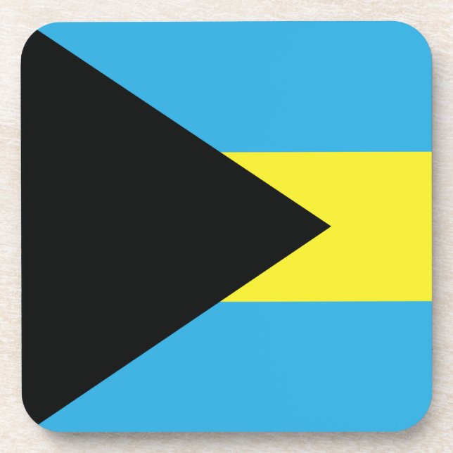 Bahamas Flag in Black, Gold, and Aquamarine Coaster (Front)