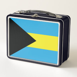 Bahamas Flag in Black, Gold, and Aquamarine Metal Lunch Box