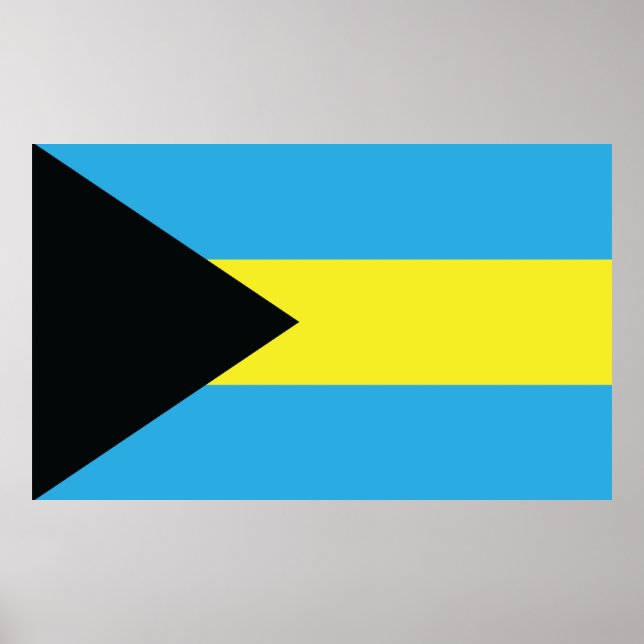 Bahamas Flag in Black, Gold, and Aquamarine Poster (Front)