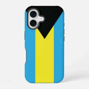Bahamas Flag in Blue, Black, and Yellow iPhone 16 Case