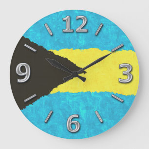 BAHAMAS FLAG LARGE CLOCK