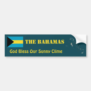 Bahamas Flag + Map Bumper Sticker