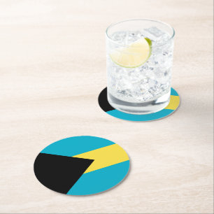 Bahamas flag round paper coaster