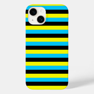 bahamas flag stripes country pattern blue yellow b Case-Mate iPhone 14 case