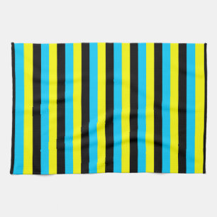 bahamas flag stripes country pattern blue yellow b tea towel