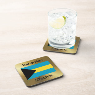 Bahamas Flag+Text Coaster