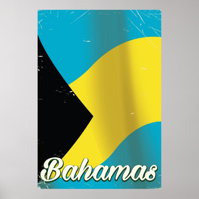 Bahamas Flag vintage travel poster (Front)