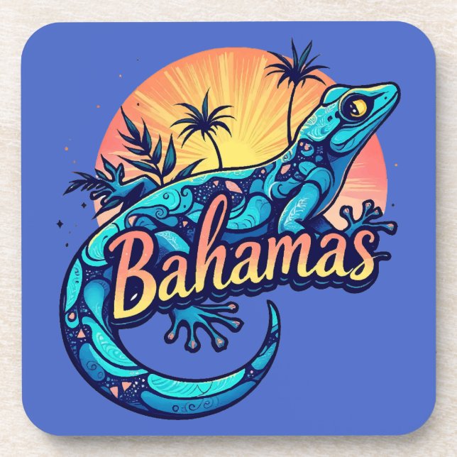 Bahamas Gecko Caribbean Coaster (Front)