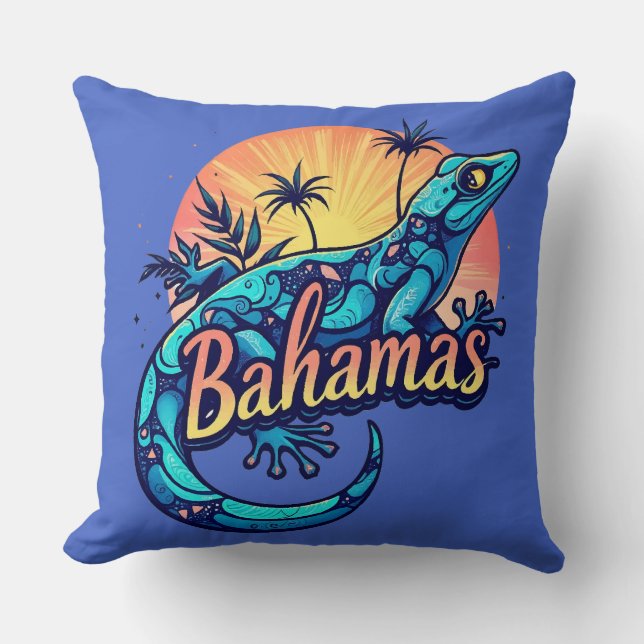 Bahamas Gecko Caribbean Cushion (Front)