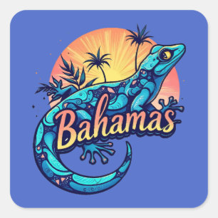 Bahamas Gecko Caribbean Square Sticker