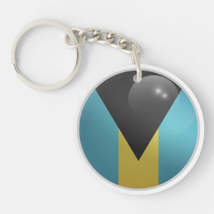 Bahamas Glossy Circle Flag Key Ring