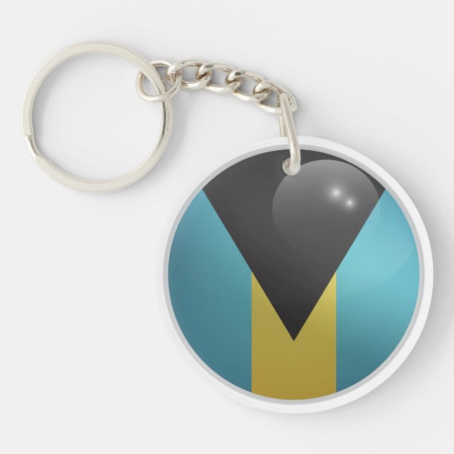 Bahamas Glossy Circle Flag Key Ring (Front)