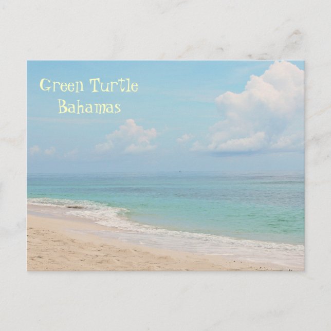 BAHAMAS/GREEN TURTLE CAY" DESERTED BEACH POSTCARD (Front)