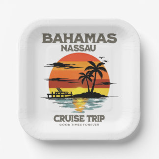 Bahamas Harbour Cruise Sunset Paper Plate