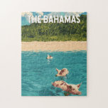 Bahamas Illustration Travel Art Vintage Jigsaw Puzzle<br><div class="desc">Bahamas vector artwork design. The Bahamas,  a stunning Caribbean paradise,  is known for its crystal-clear waters,  white sandy beaches,  and vibrant island culture.</div>