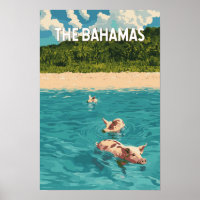 Bahamas Illustration Travel Art Vintage