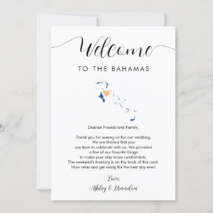 Bahamas Map Wedding Welcome Letter Itinerary Card