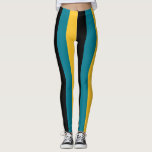 Bahamas National Flag Colours Vertical Striped Leggings<br><div class="desc">Bahamas National Flag Colours Vertical Striped Leggings in the colours of the Bahamas flag with a busy multi-lined asymmetrical striped vertical pattern printed all over the leggings. Size of the stripes is easily adjustable to your taste through the "Edit Design" option. Bahamas leggings are the great companion for the morning...</div>