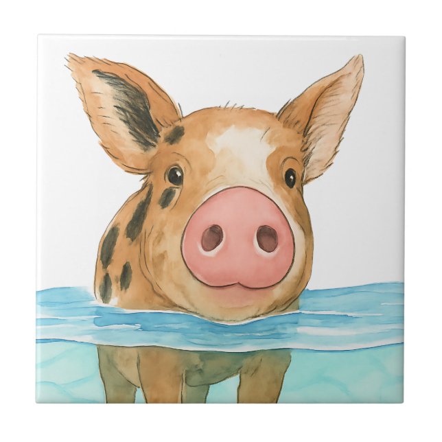 Bahamas Pig Vacation 2025 Souvenir Family Gift Ceramic Tile (Front)