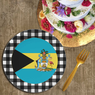 Bahamas Plate, buffalo plaid & Bahamas Flag Paper Plate