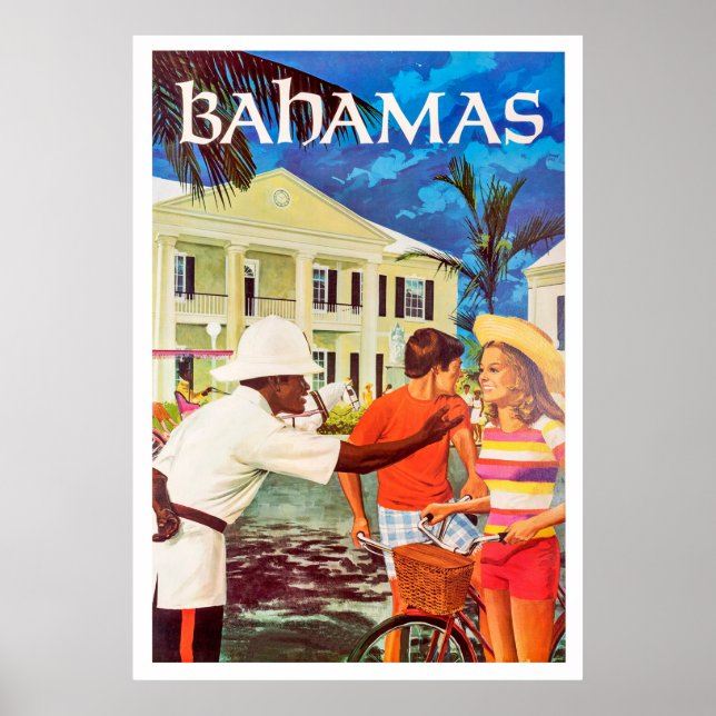 Bahamas,polite policeman heading the way to couple poster (Front)