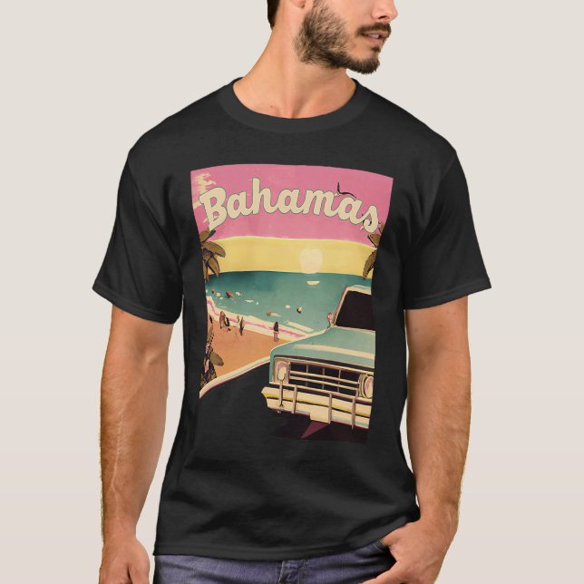 Bahamas Retro Beach Vacation Graphics Bahamas Surf T-Shirt (Front)