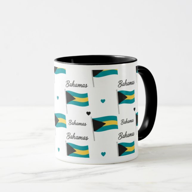 Bahamas Roots Pattern Mug | Caribbean Flag (Front Right)